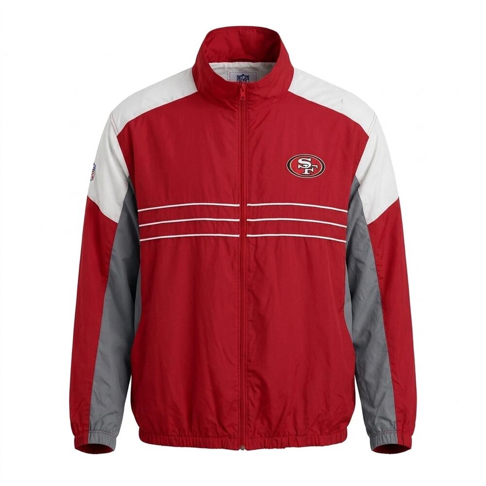 NFL Red Colorblock Collared Full Zip Embroidered Jacket Men Size XXL